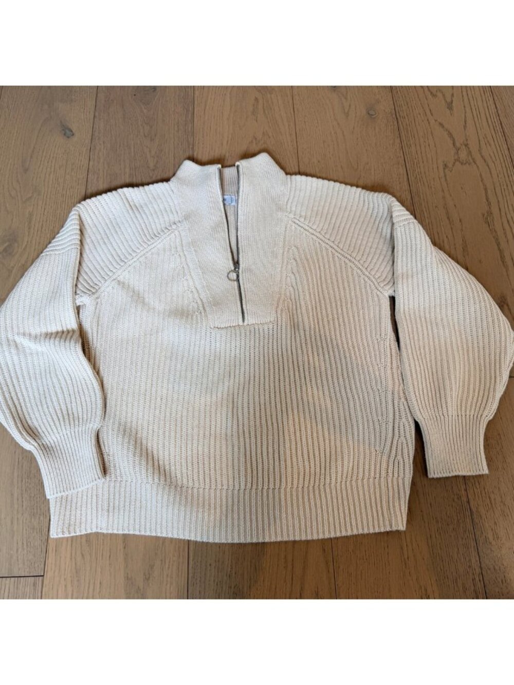 Closed Organic Cotton Ribbed Half Zip Sweater Ivory Size XS